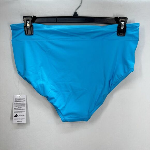Lands End High Waisted Bikini Swim Bottoms Size 14 Turquoise Chlorine Resistant - Picture 4 of 9
